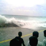 The Tsunami hitting Male, the main island in the Maldives