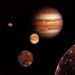 Jupiter and it Galilein Satellites, first seen by Galileo Galilei in 1609