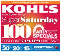 Kohls Ad for Super Saturday Sale August 13, 2011