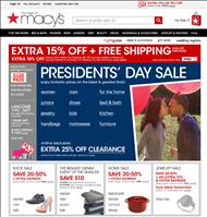 Screenshot of Macys.com website Presidents Day 2013 sale