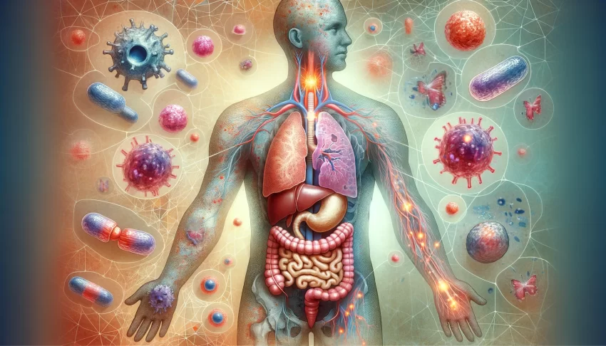 This illustration aims to capture the internal conflict caused by autoimmune diseases.