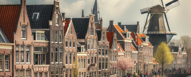 This scene captures the tranquil and picturesque essence typical of Dutch urban landscapes.
