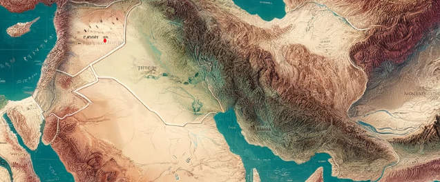 map of the Middle East with no text or letters, focusing on the region's geographical features.