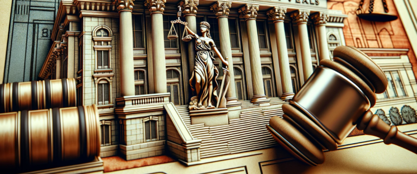 Georgia Court of Appeals building with architectural details and symbols of justice.