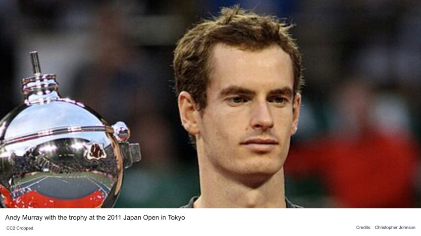 Andy Murray with the trophy at the 2011 Japan Open in Tokyo