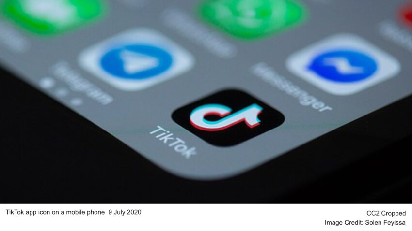 TikTok app icon on a mobile phone 9 July 2020