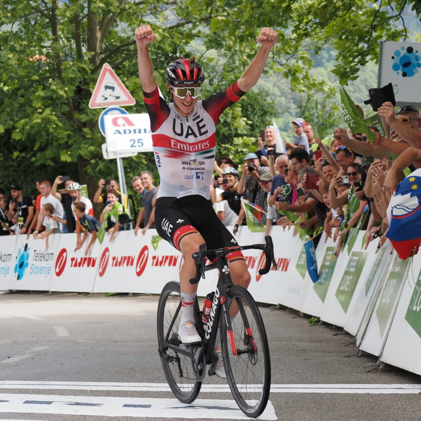 2022 Tour of Slovenia, Stage 3, Tadej Pogačar celebrating victory on Celje Castle