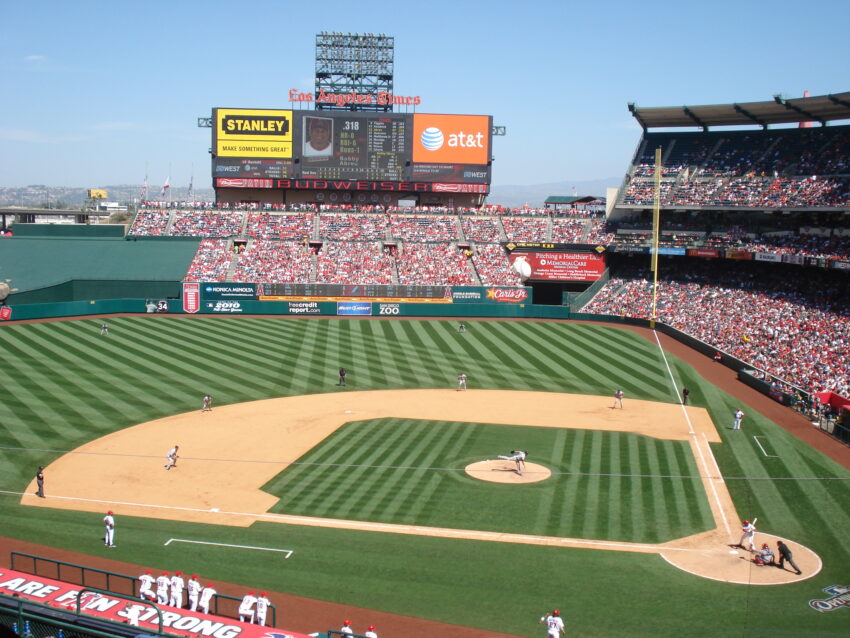 Anaheim Angels vs Boston Red Sox at Angels Stadium.
