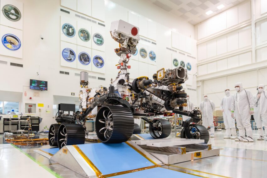 Mars 2020 Rover Is Roving https://www.jpl.nasa.gov/spaceimages/details.php?id=PIA23499 In a clean room at NASA's Jet Propulsion Laboratory in Pasadena, California, engineers observed the first driving test for NASA's Mars 2020 rover on Dec. 17, 2019. Scheduled to launch as early as July 2020, the Mars 2020 mission will search for signs of past microbial life, characterize Mars' climate and geology, collect samples for future return to Earth, and pave the way for human exploration of the Red Planet. It is scheduled to land in an area of Mars known as Jezero Crater on Feb. 18, 2021. JPL is building and will manage operations of the Mars 2020 rover for NASA. NASA's Launch Services Program, based at the agency's Kennedy Space Center in Florida, is responsible for launch management. For more information about the mission, go to https://mars.nasa.gov/mars2020/.