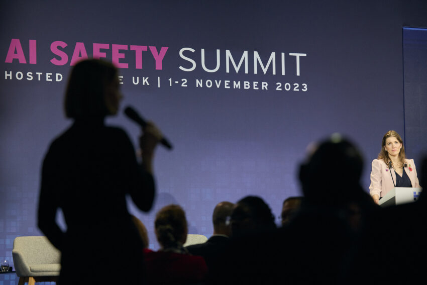 01/10/2023. London, United Kingdom. Secretary of State for Science, Innovation and Technology Michelle Donelan attends Day one of the UK AI Summit at Bletchley Park. Picture by Marcel Grabowski / UK Government/Identity