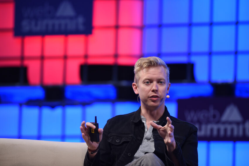8 November 2017; Steve Huffman, CEO, Reddit, on Centre Stage during day two of Web Summit 2017 at Altice Arena in Lisbon. Photo by Cody Glenn/Web Summit via Sportsfile
