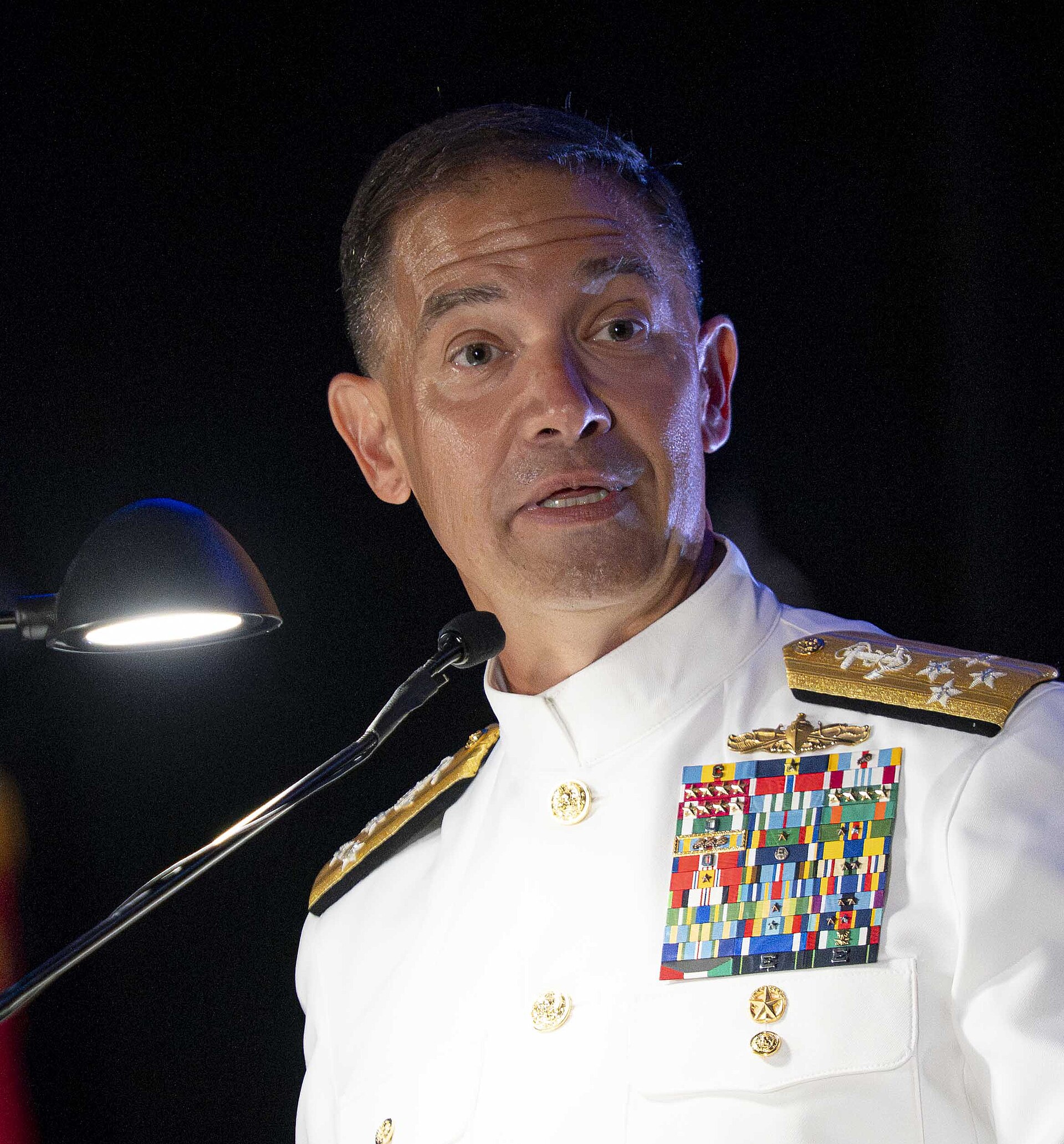 Admiral Brad Cooper (Charles B. Cooper II), Commander of United States Central Command in Tampa, Florida on August 8, 2025 (cropped).jpg