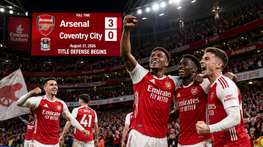 Arsenal Opens Premier League Title Defense With 3-0 Win Over Coventry City