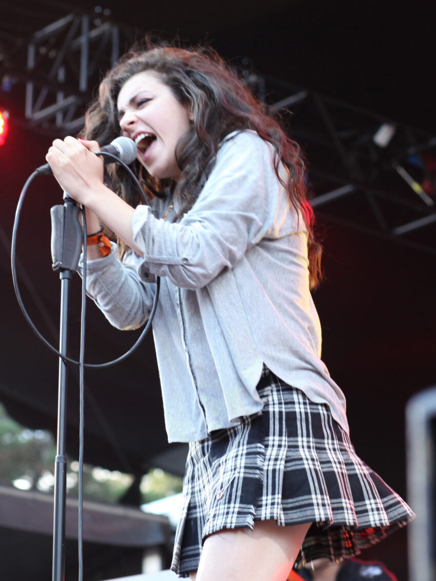 Charli XCX performing at the Positivus Festival.