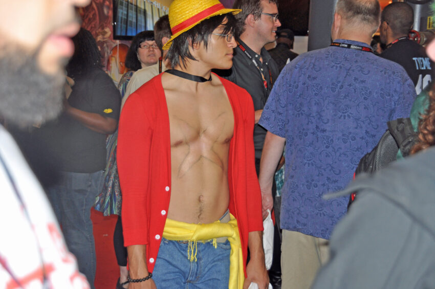 Cosplay of One Piece's Monkey D. Luffy at NYC Comic Con in 2011 amidst a crowd