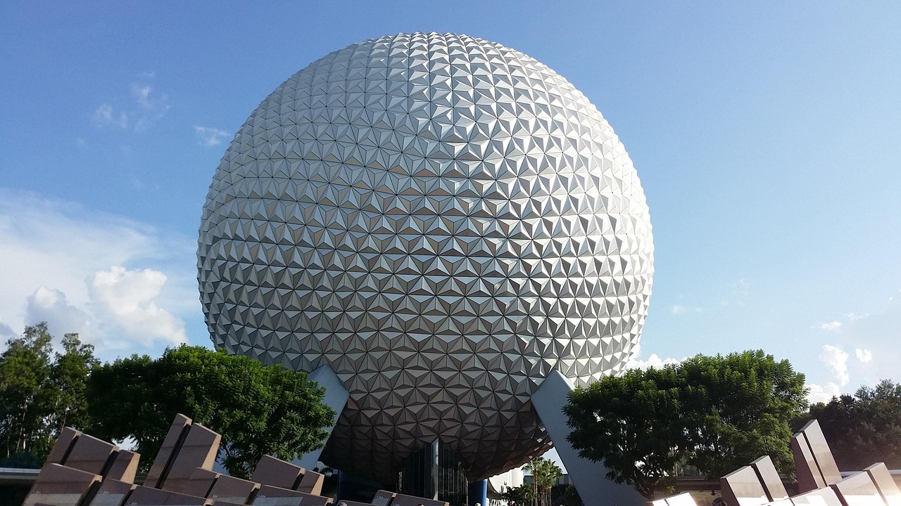 disney land, epcot ball, epcot spaceship earth, technology, telecommunications