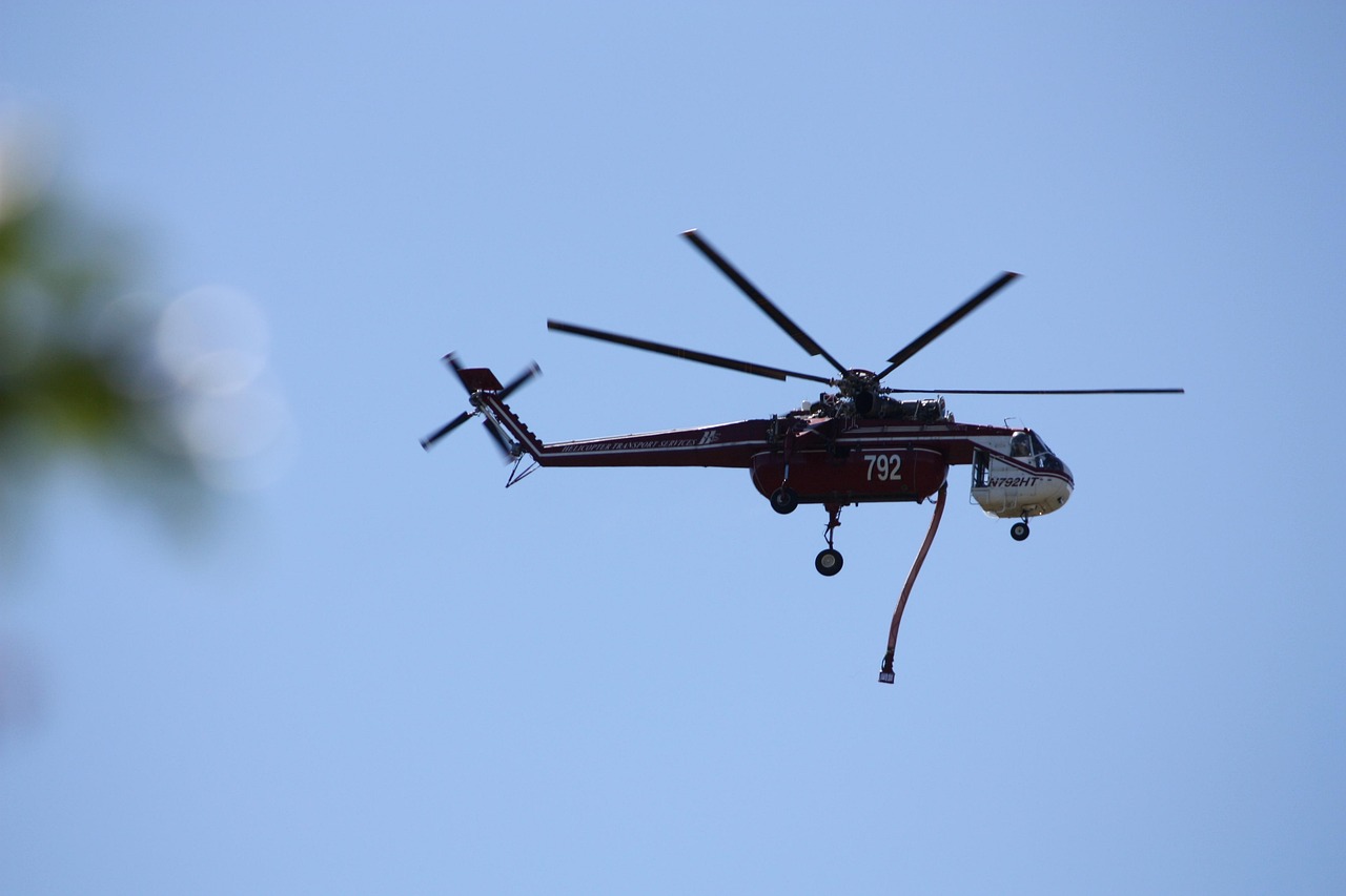 helicopter, fire, water drop, aircraft, flight