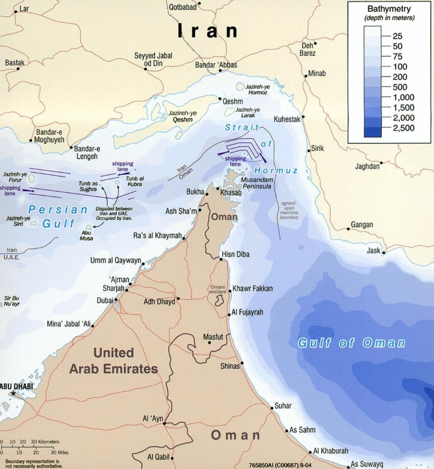 Aerial view of oil tankers navigating through the Strait of Hormuz amid geopolitical tensions
