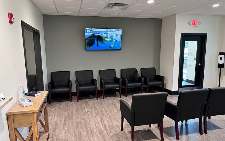 A waiting room at a medical healthcare clinic, doctor's office, hospital