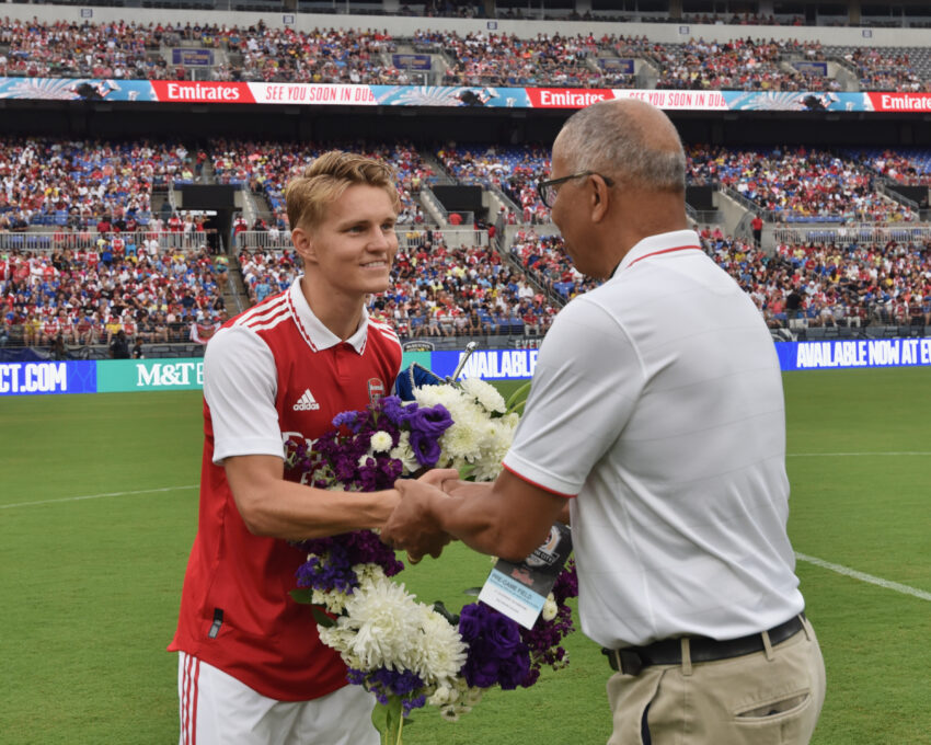 Lt. Governor Rutherford attends the Arsenal v Everton friendly at M&T Bank Stadium by Patrick Siebert at 1101 Russell St, Baltimore, MD 21230