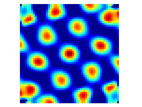Spatial autocorrelogram of the neuronal activity of the grid cell from the first figure.