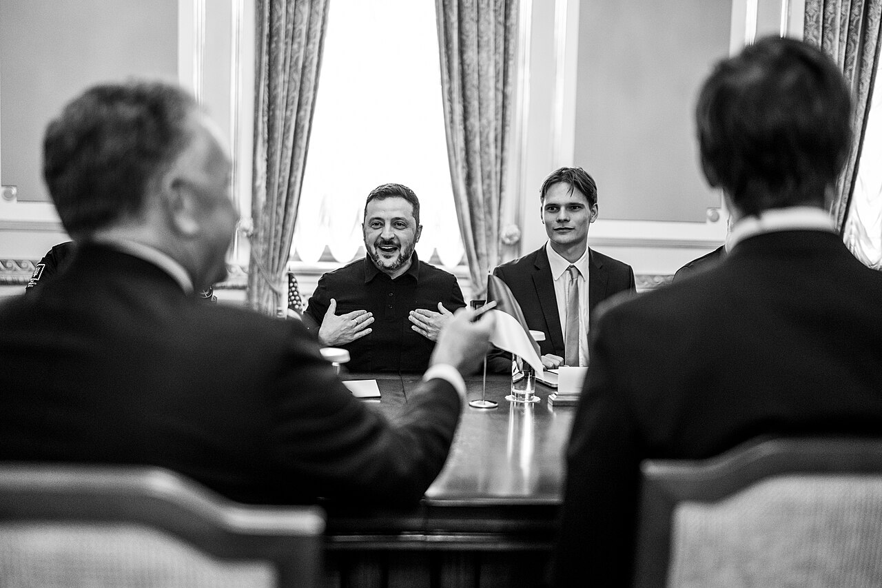 Taken Sept. 6, 2026 and shows Zelensky meeting U.S. envoys Steve Witkoff and Jared Kushner at Mariinsky Palace in Kyiv.