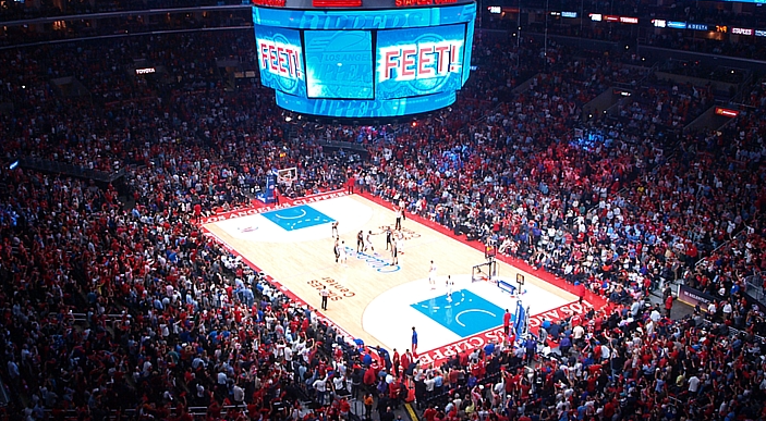 The Clippers hosting the San Antonio Spurs in Game 5 of the 2015 NBA playoffs first-round series