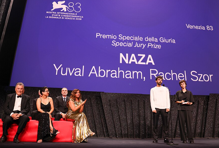 Yuval Abraham and Rachel Szor with the Special Jury Prize for ‘Naza’ during