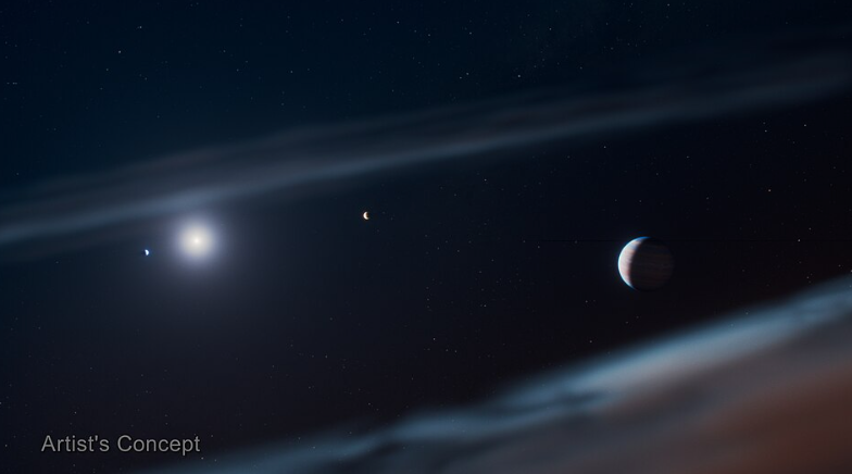 This artist’s concept depicts the young Beta Pictoris planetary system with the newly discovered giant exoplanet,