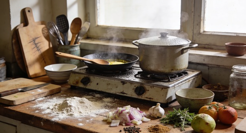 Home cooking, Real kitchen, Food preparation