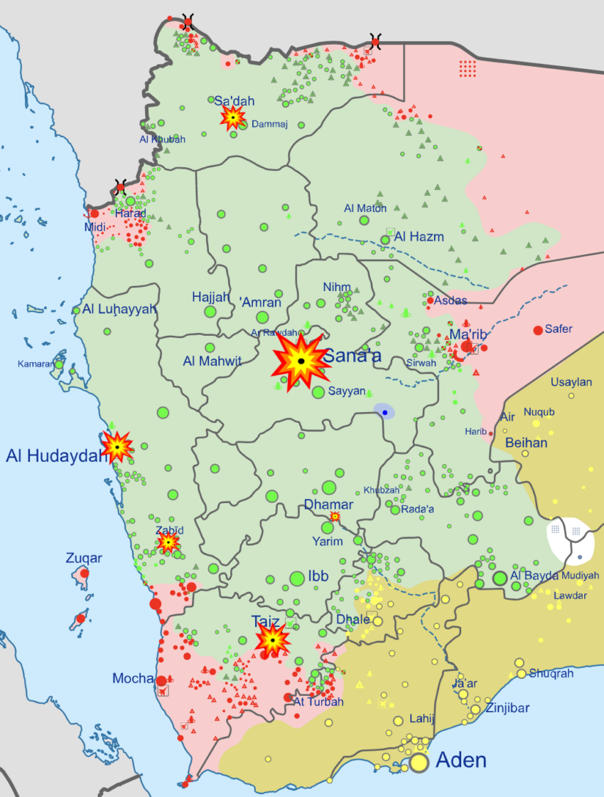 Airstrikes on houthis by america and Britain. source: https://www.independent.co.uk/news/world/middle-east/houthi-red-sea-attacks-yemen-strikes-news-b2477284.html