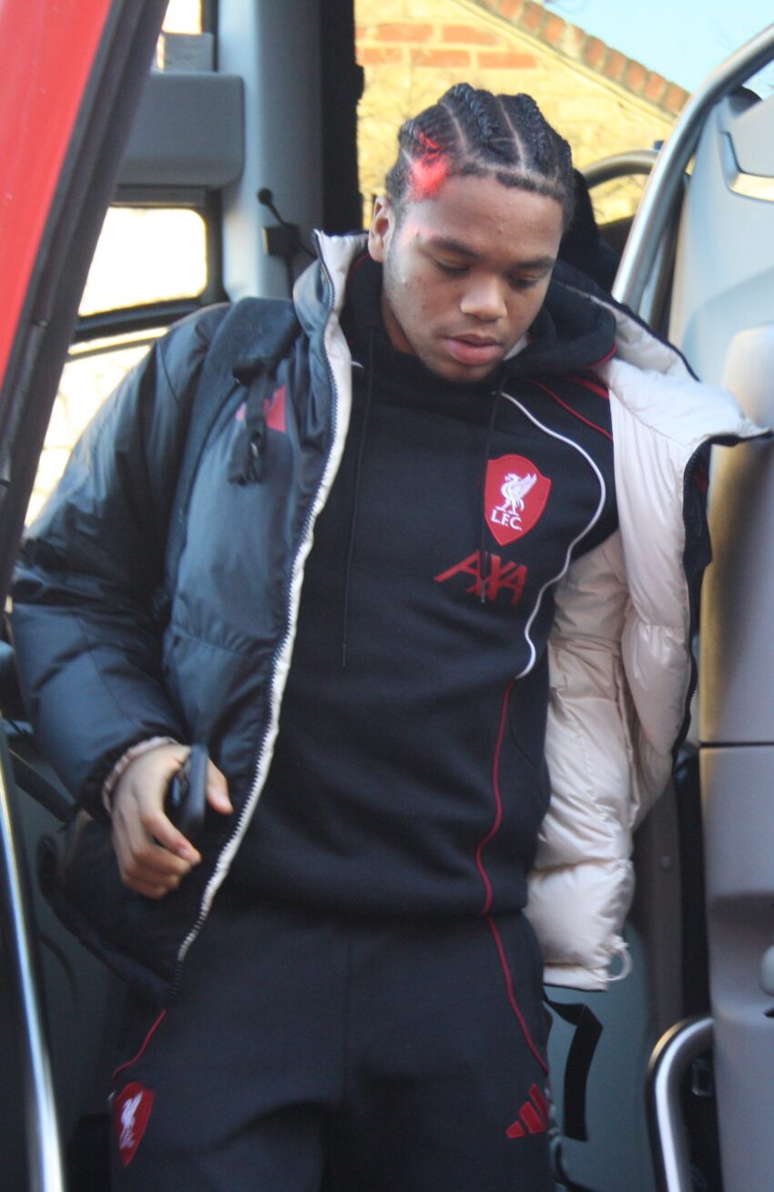 Rio Ngumoha arriving at Craven Cottage prior to the match between Fulham and Liverpool