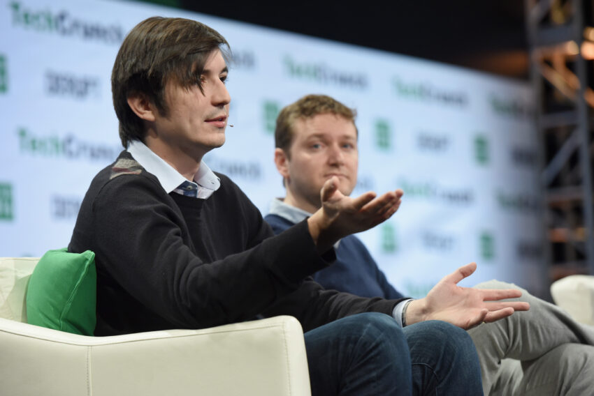 NEW YORK, NY - MAY 10: Co-founder and co-CEO of Robinhood Vladimir Tenev (L) and founder and CEO of Betterment Jon Stein speak onstage during TechCrunch Disrupt NY 2016 at Brooklyn Cruise Terminal on May 10, 2016 in New York City. (Photo by Noam Galai/Getty Images for TechCrunch)