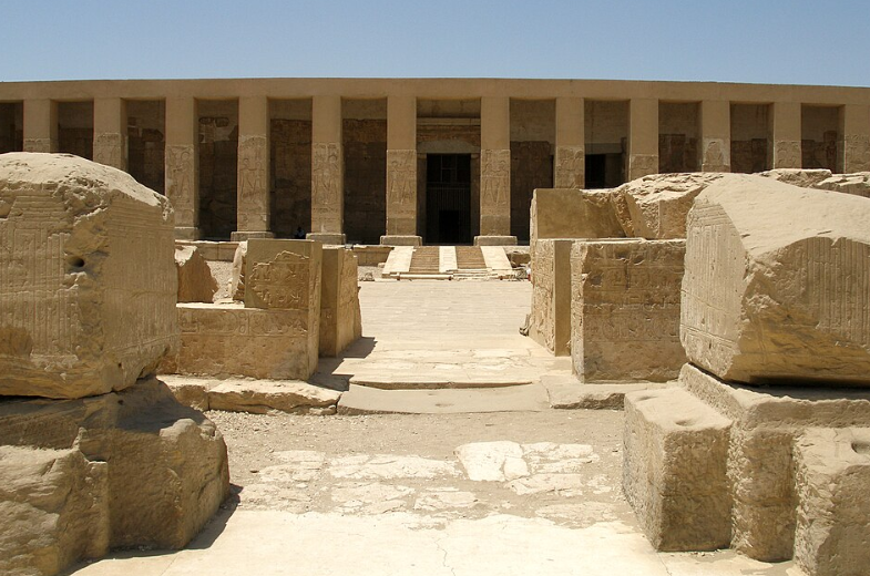 Temple of Seti I. From earliest times, Abydos was a centre of the rising cult of Osiris and Isis. More than 4500 years of constant use.