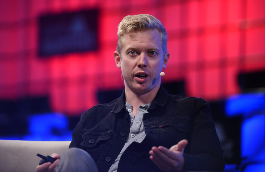 8 November 2017; Steve Huffman, CEO, Reddit, on Centre Stage during day two of Web Summit 2017 at Altice Arena in Lisbon. Photo by Cody Glenn/Web Summit via Sportsfile